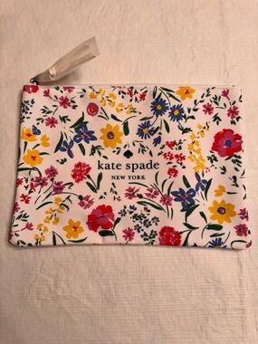 kate spade floral pouch - white with multicolor flowers